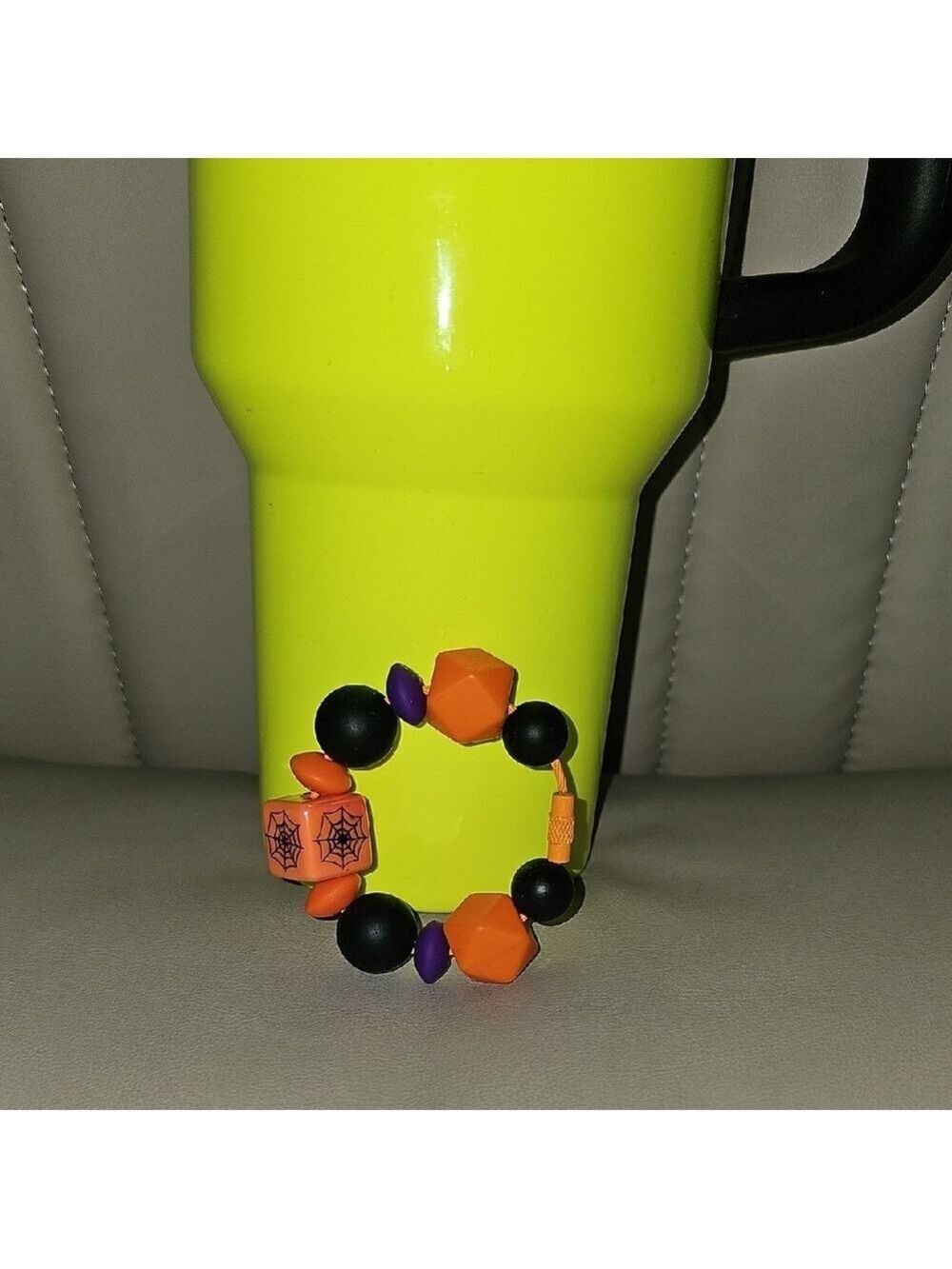 Spooky Halloween Spider Web Tumbler Charm - Orange, Black, Purple